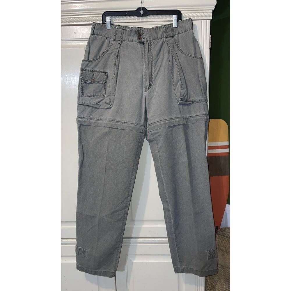 Vintage‎ Cabelas Convertible Cargo Pants Shorts Men 38x34 Green Adjustable